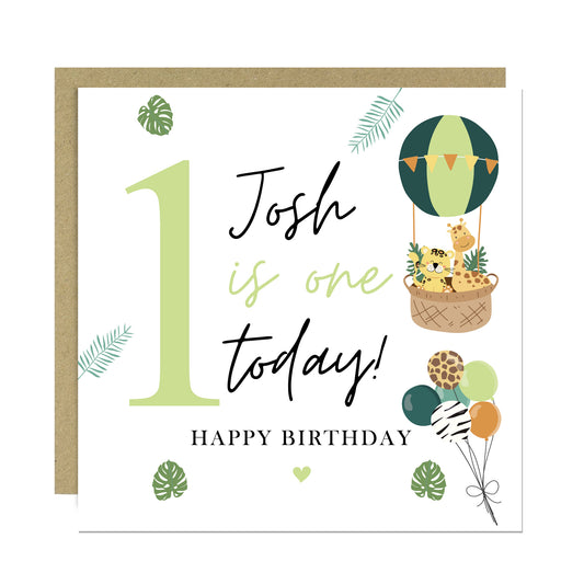 Personalised First Birthday Card For Baby Boy Son Grandson