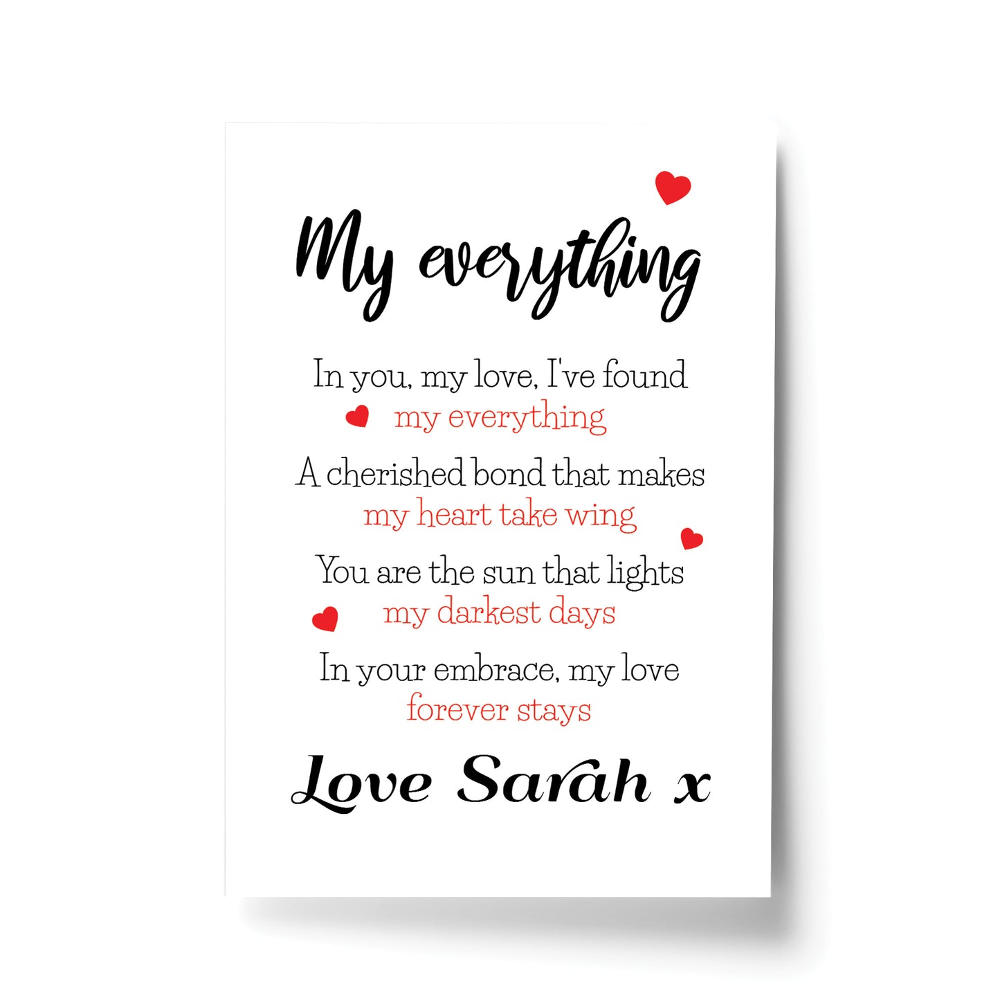 Gift For Husband Wife MY EVERYTHING Print Personalised Gift