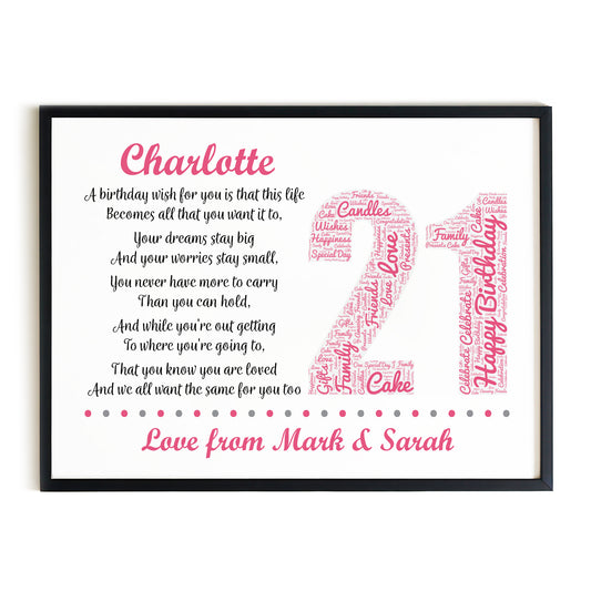 Personalised 21st Birthday Gift for Her Daughter A3 Framed Print