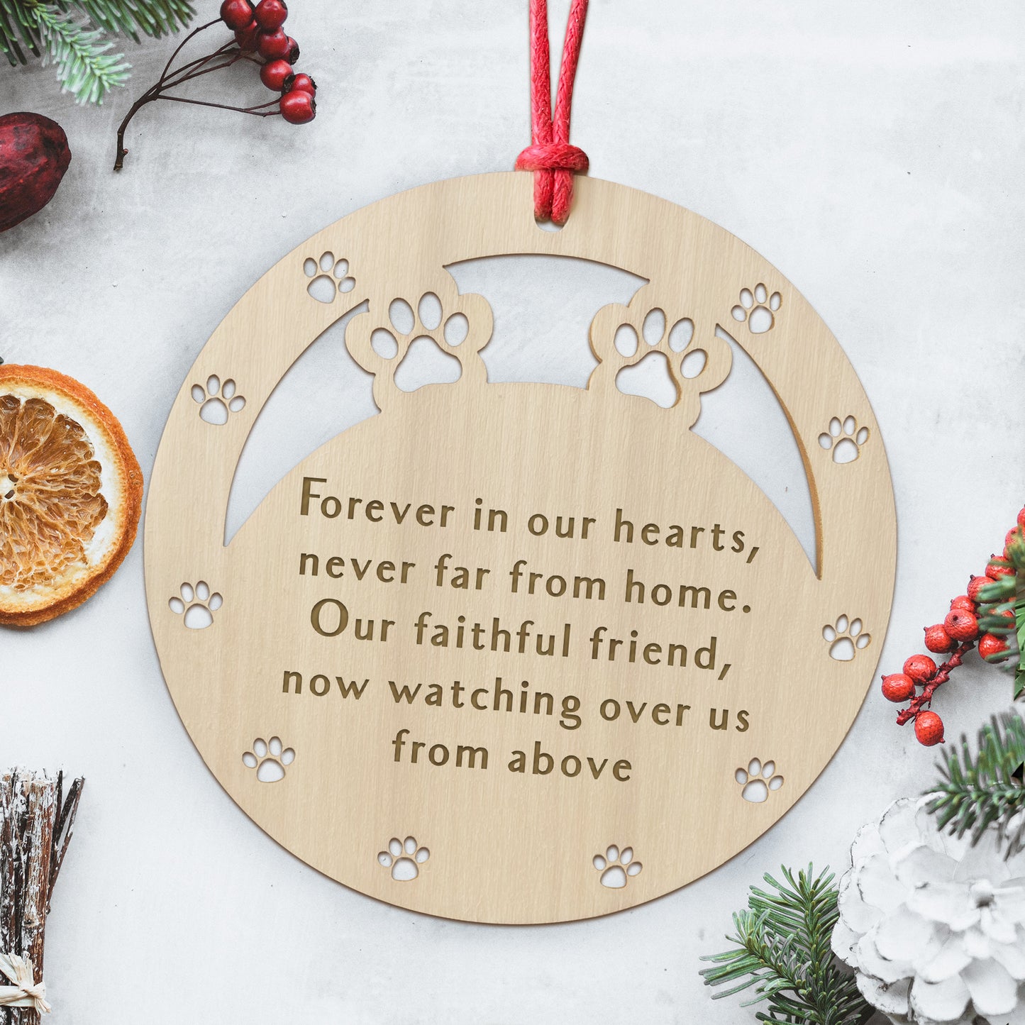 Dog Memory Christmas Wooden Engraved Bauble Pet Puppy Memorial