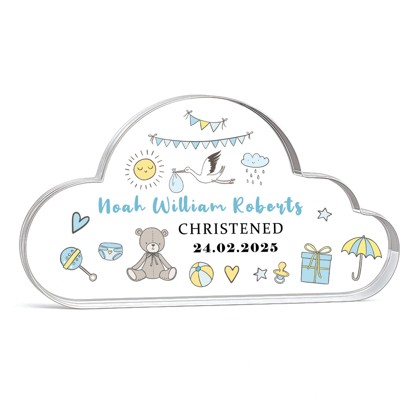 Personalised Christening Gift For Baby Boy, Cloud Baby Plaque