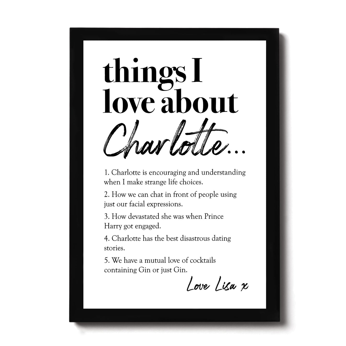 Personalised Gift For Best Friend Things I Love About My Friend