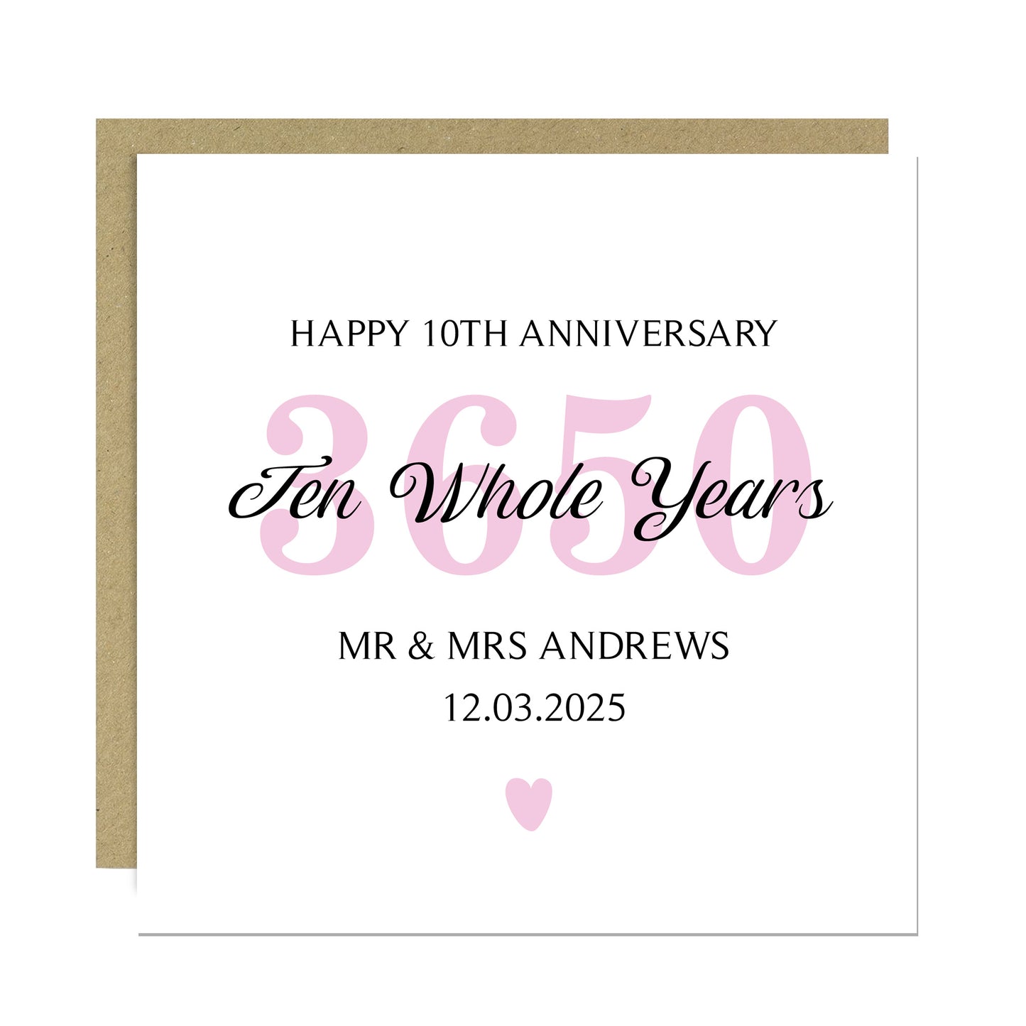 Personalised 10th Wedding Anniversary Card For Husband Wife