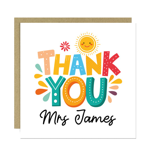 Personalised Thank You Card For Teachers Nursery School Teacher
