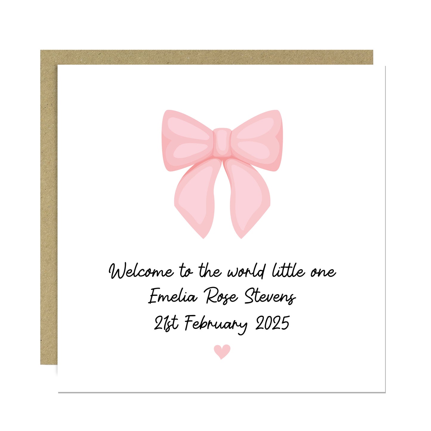 Personalised Welcome To The World Little One Pink Ribbon Design
