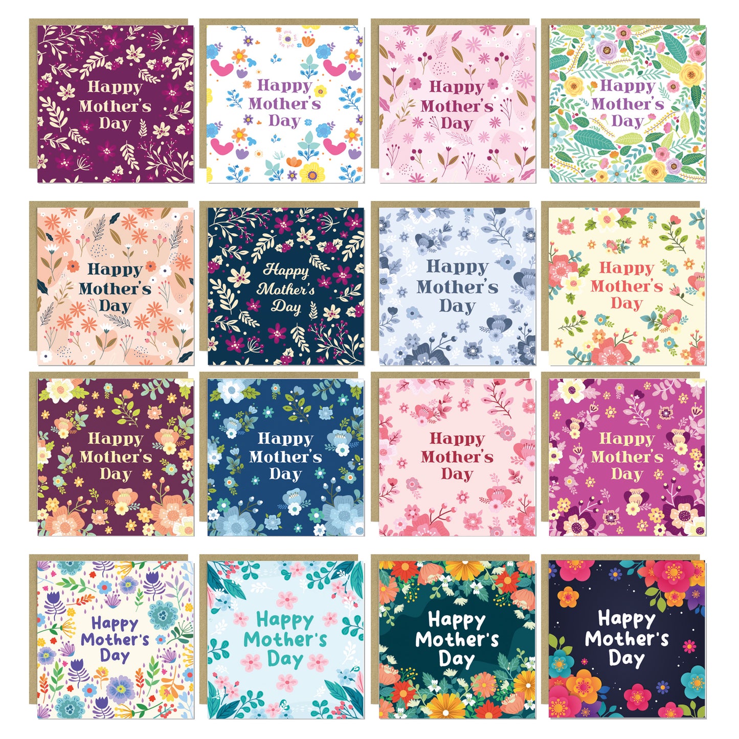 Mothers Day Card Pack of 18 Assorted Cards For Mother's Day Mum