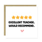 Funny Teacher Card 5 Star Review Thank You Cards For Teachers