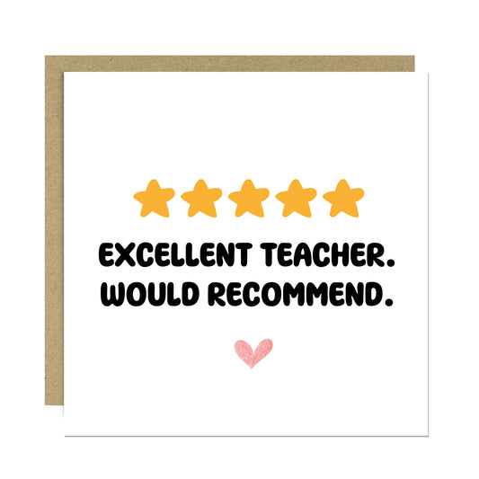 Funny Teacher Card 5 Star Review Thank You Cards For Teachers