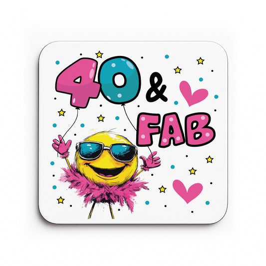 Funny 40th Birthday Gift For Women 40 AND FAB Coaster Gifts