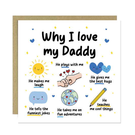 Daddy Card Why I Love Daddy Card Birthday Card for Daddy