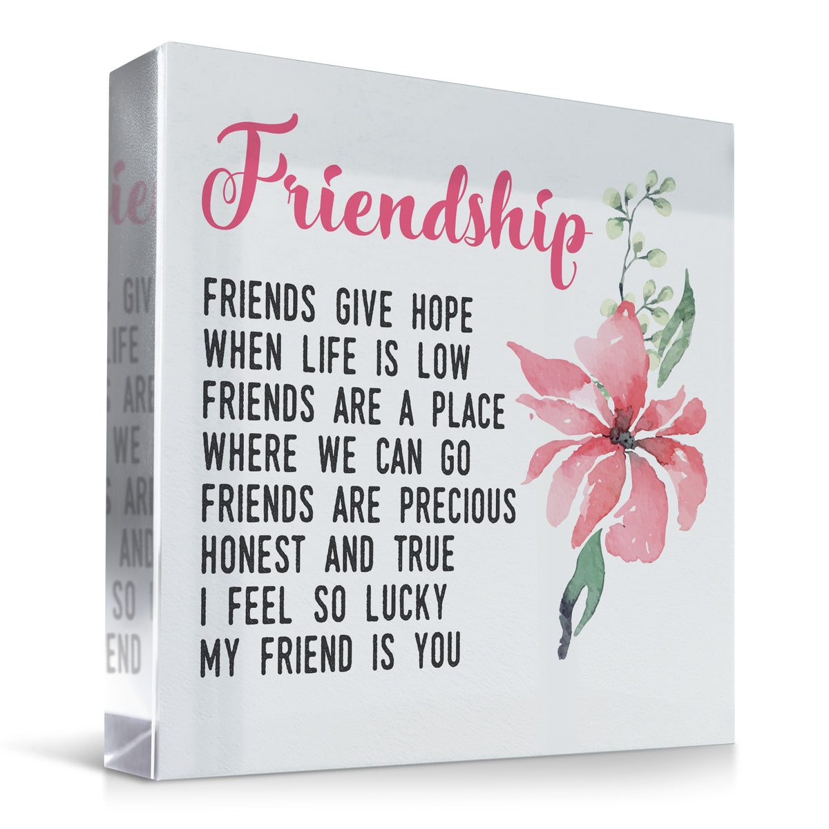 Gift For Best Friend Friendship Plaque Clear Block Best Friend