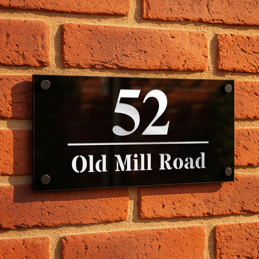 House Number Signs Personalised Address Plaque Black Silver