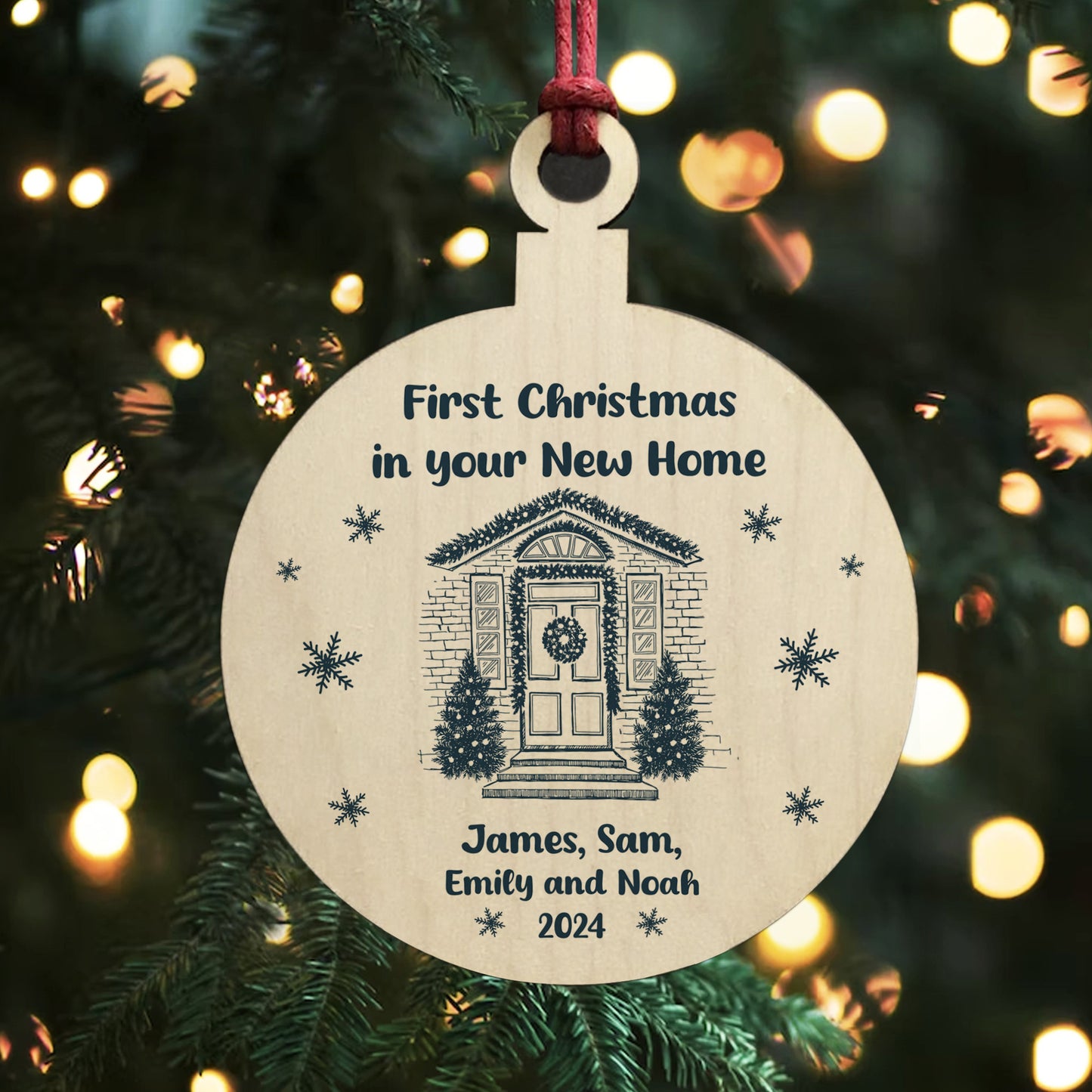 1st Christmas In Your New Home Personalised Wooden Bauble