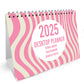 2025 Pink Calendar Desktop Office Planner Month to View Planner