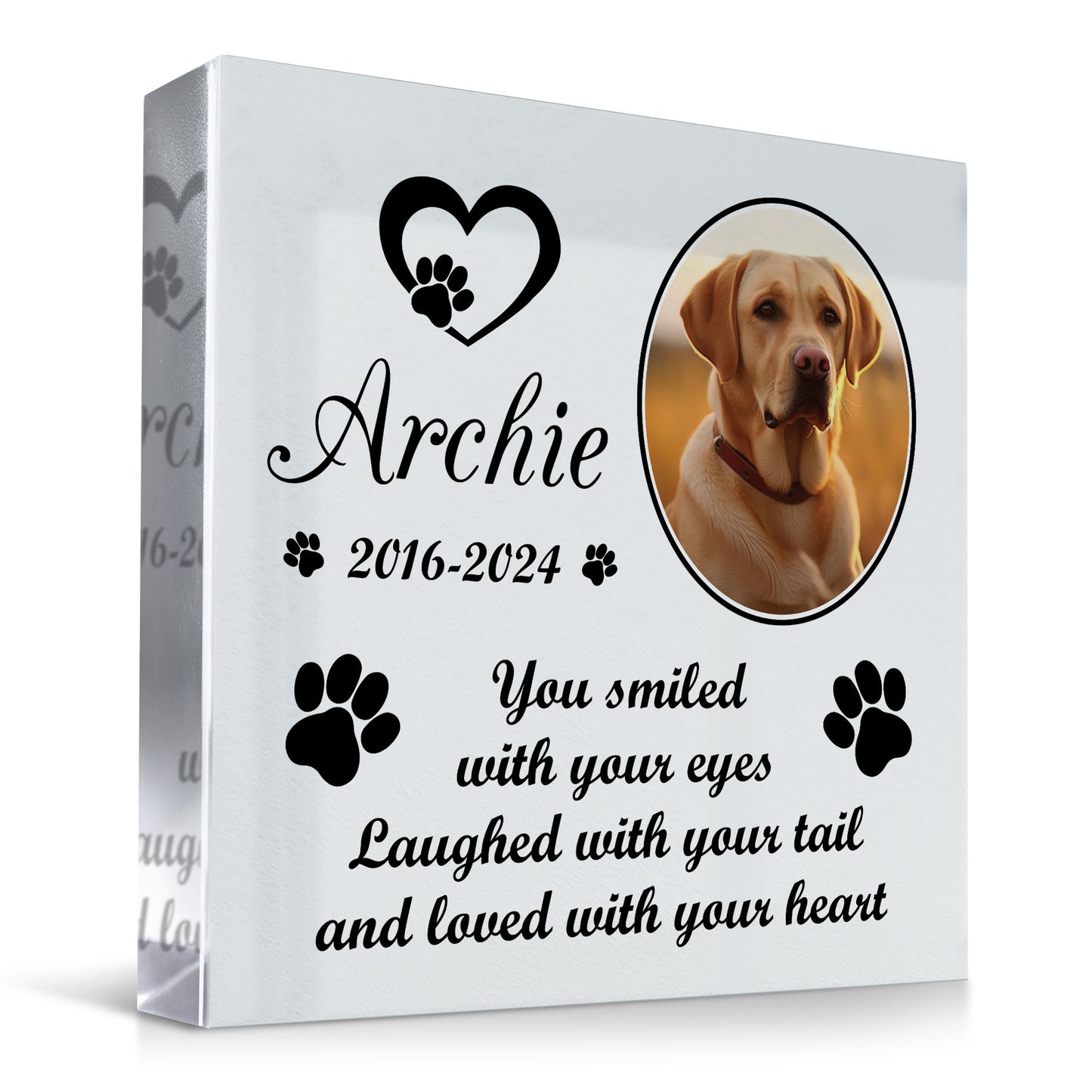 Freestanding Pet Memorial Plaque Photo Printed Personalised Dog