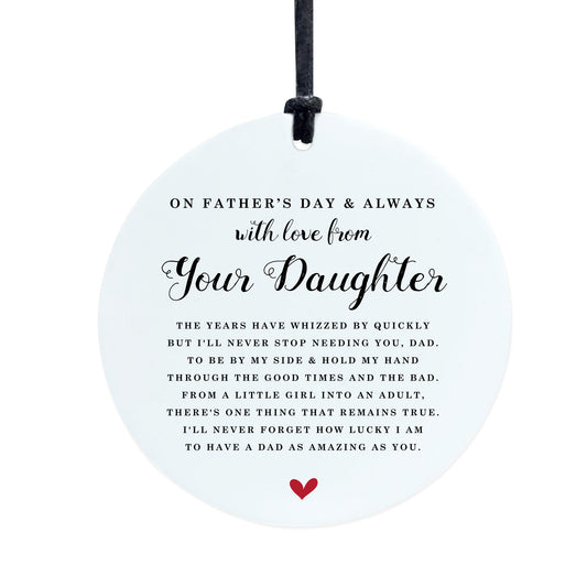 Fathers Day Gift From Your Daughter Hanging Plaque For Dad