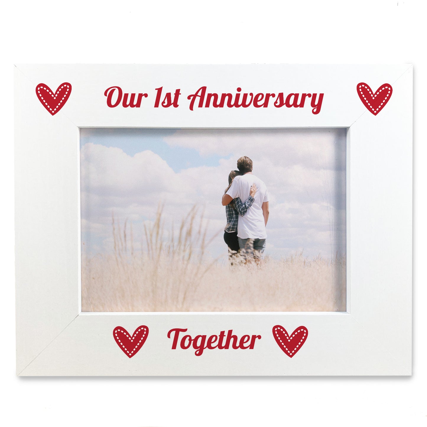 Our 1st First Anniversary 7x5 White Frame Gift For Couples