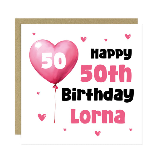 50th Birthday Card For Women Personalised 50th Birthday Cards