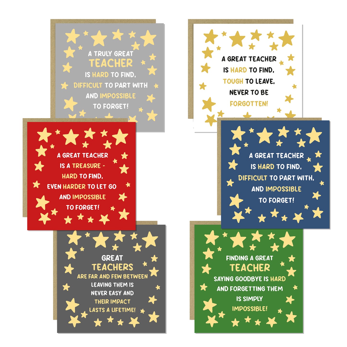 Teacher Multipack of 6 Cards For Great Teachers Thank You Pack