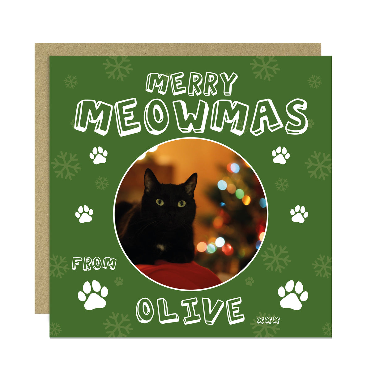 Personalised Christmas Card From The Cat Photo Greetings Card