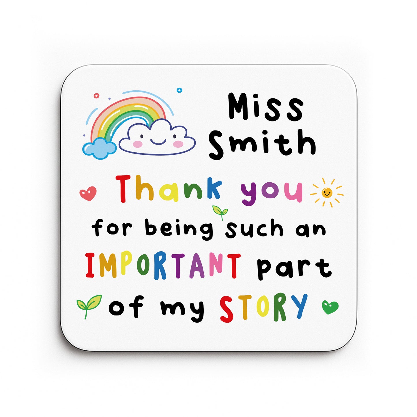 Teacher Coaster PERSONALISED Important Part Of My Story