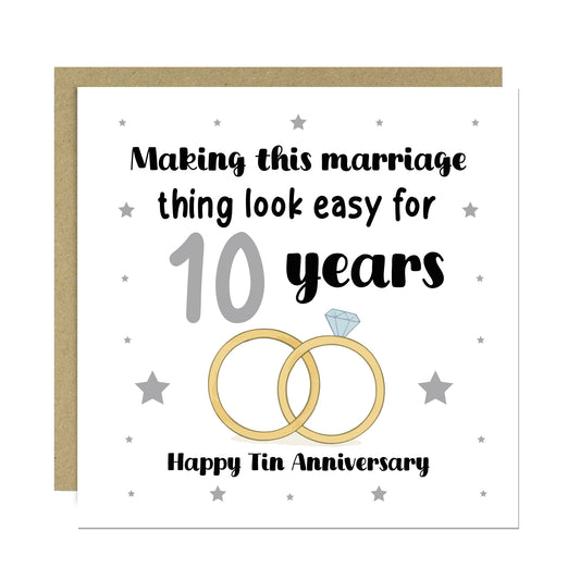 10th Wedding Anniversary Card For Husband Wife Couple