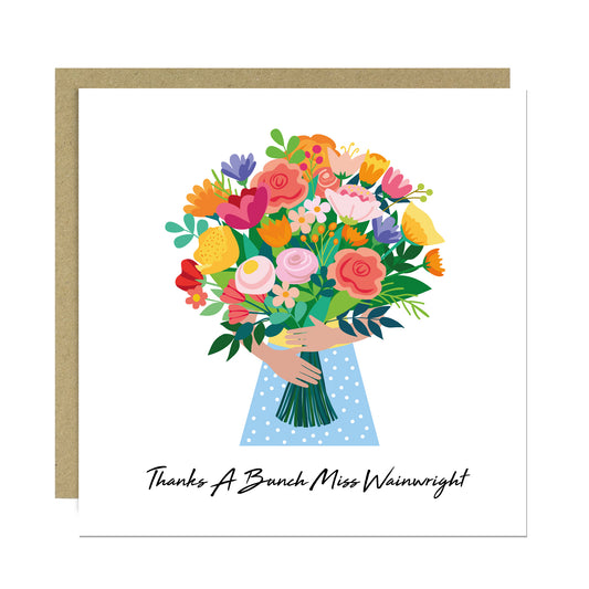 Personalised Teacher Card With Kraft Envelope THANKS A BUNCH