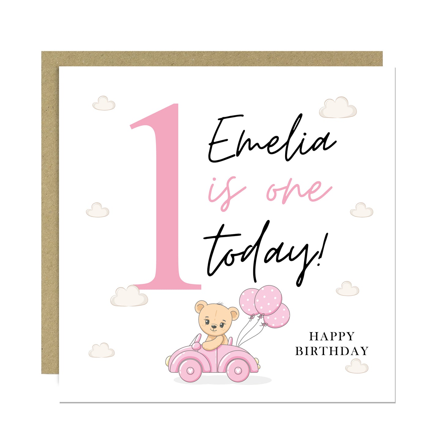 Personalised 1st Birthday Card ONE TODAY Daughter Granddaughter