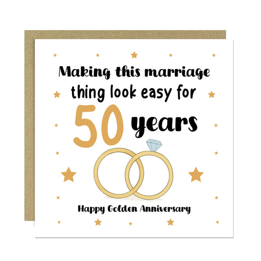 50th Wedding Anniversary Card For Husband Wife Couple