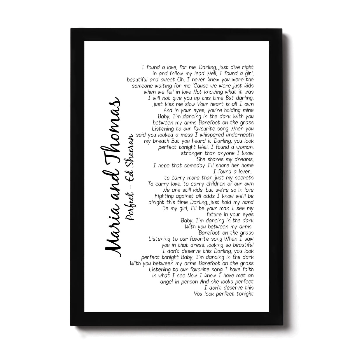 Wedding Anniversary Gift Personalised Wedding Song Framed Print