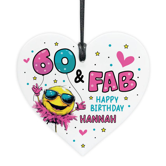 Personalised 60th Birthday Gift For Women Heart 60 And Fab