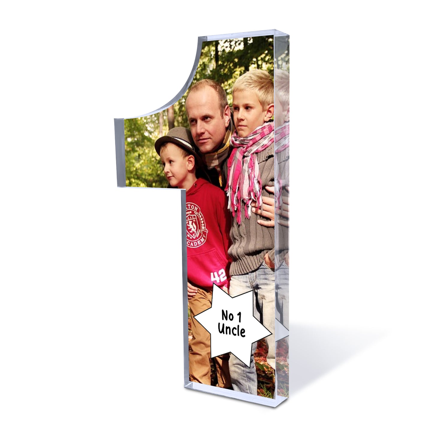 Personalised Gift For Uncle Mirror Acrylic Freestanding Number 1