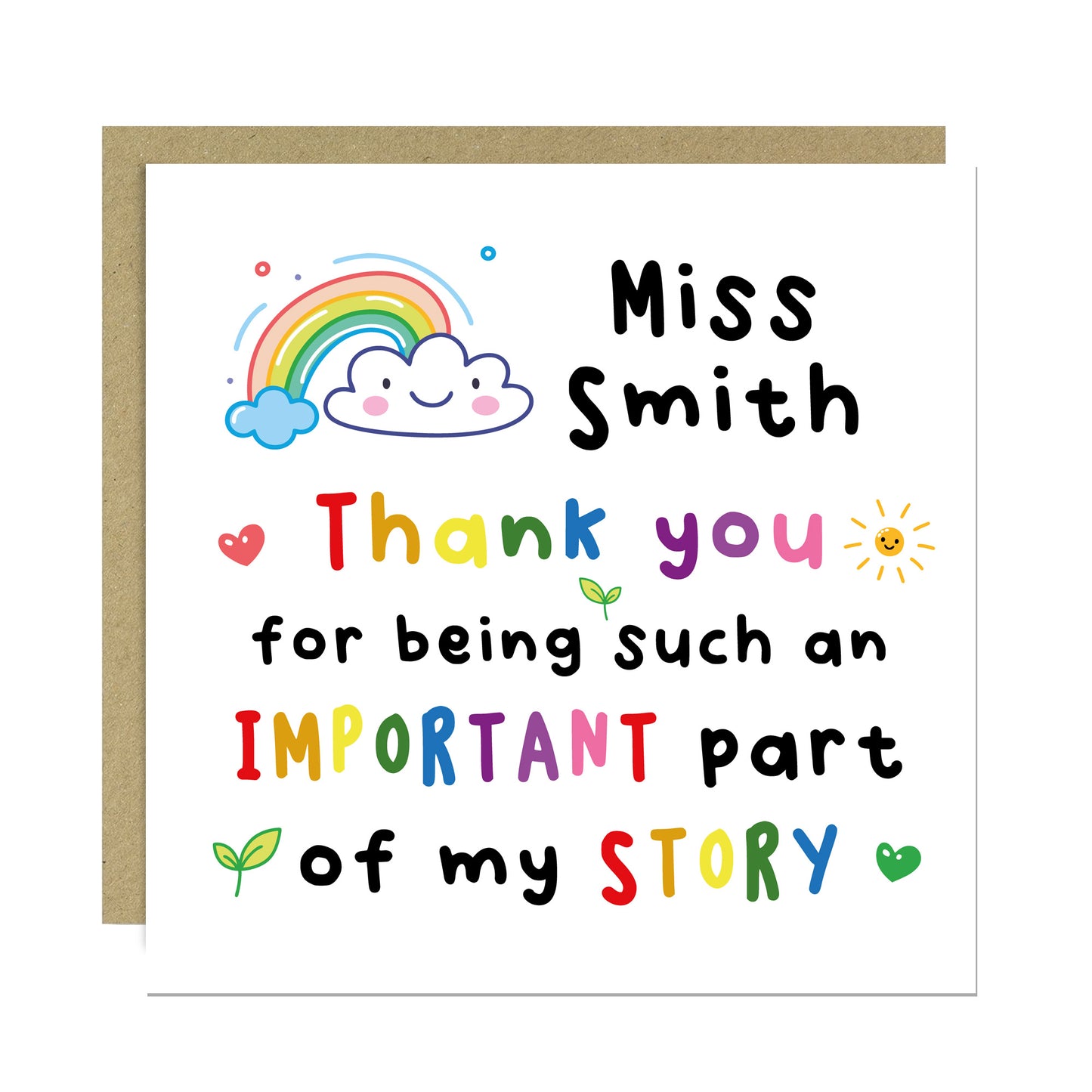 PERSONALISED Thank You Cards for Teacher Part Of My Story