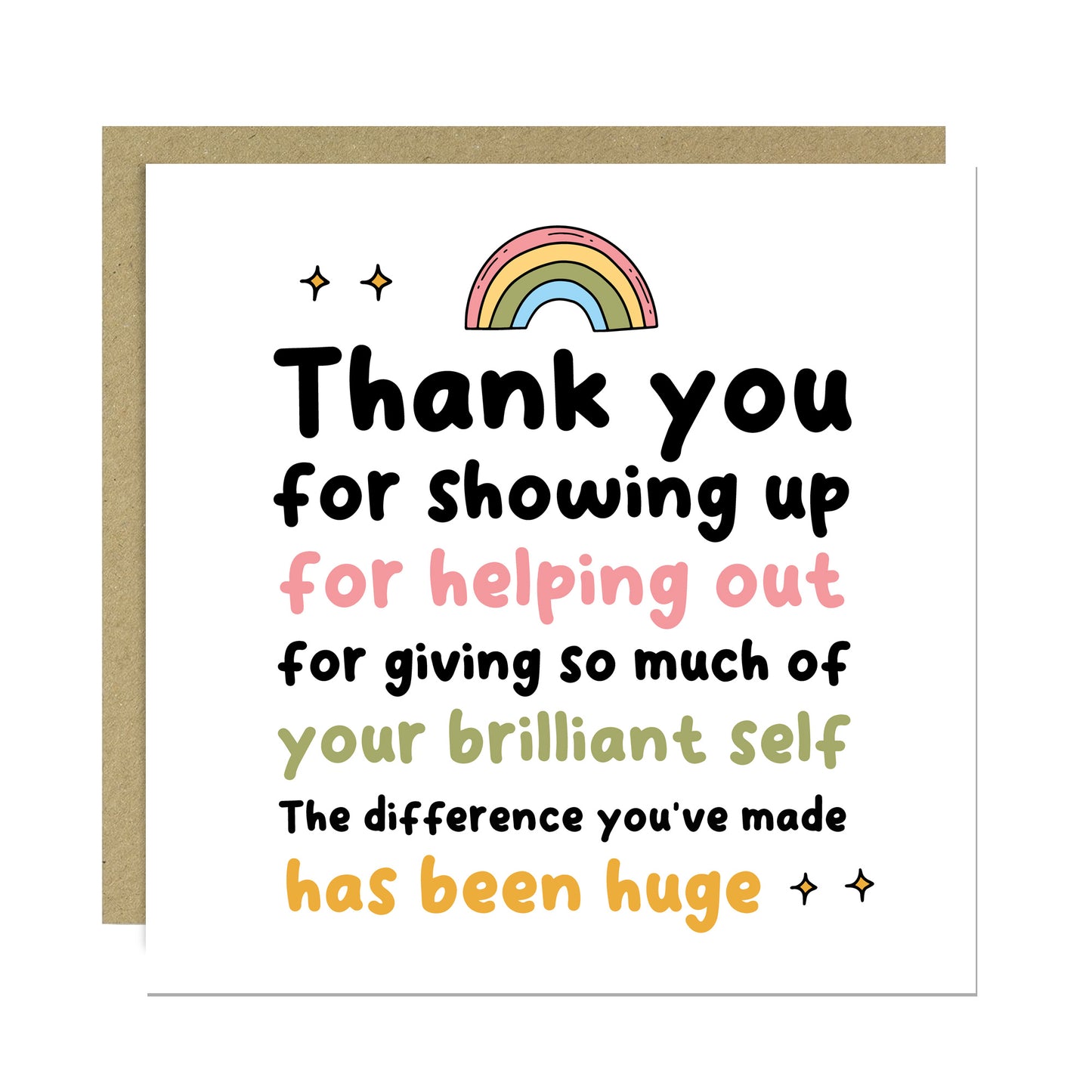 Thank You Card For Someone Special Card For Teacher Volunteer