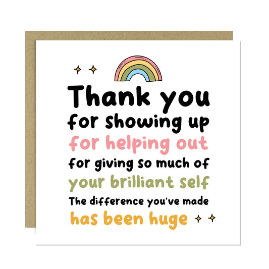 Thank You Card For Someone Special Card For Teacher Volunteer