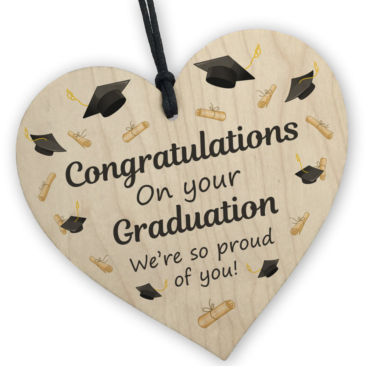 Congratulations On Your Graduation Gift Hanging Wood Heart Gift
