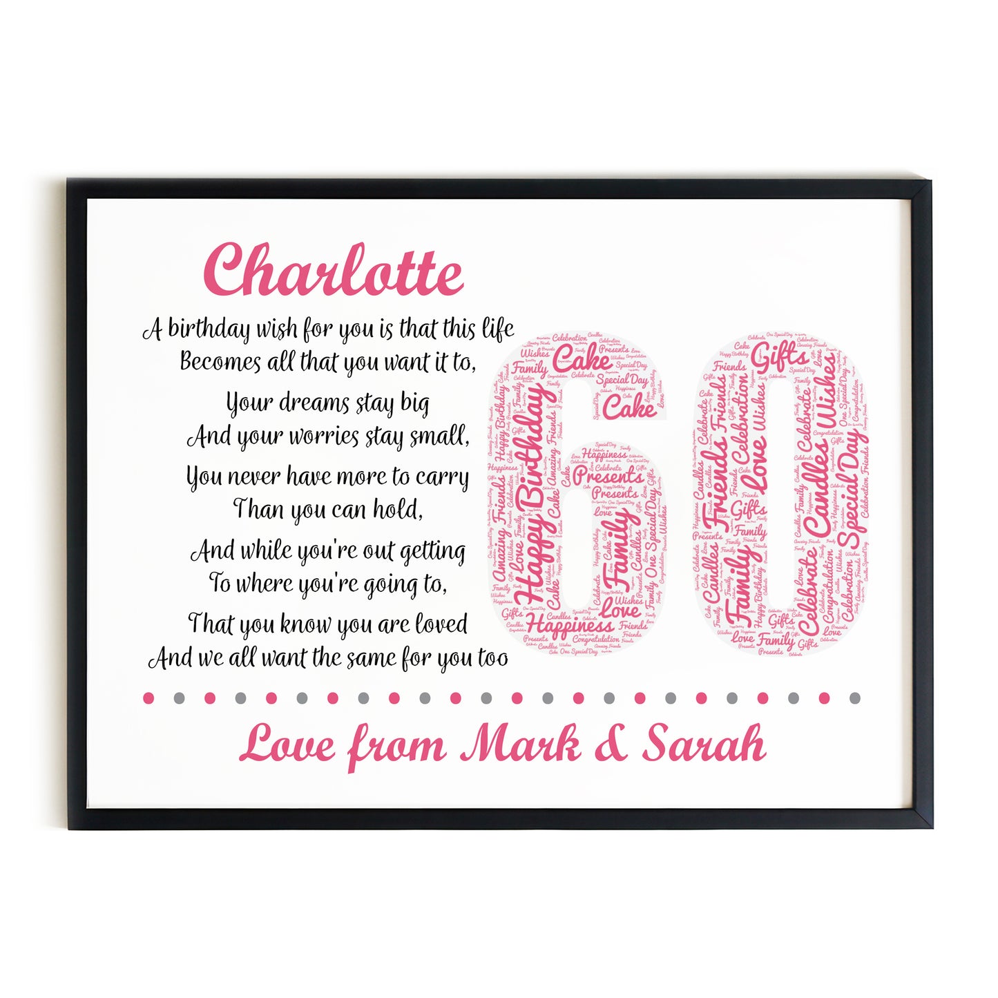 Personalised 60th Birthday Gift for Her Women Wife Mum Nan Nanny