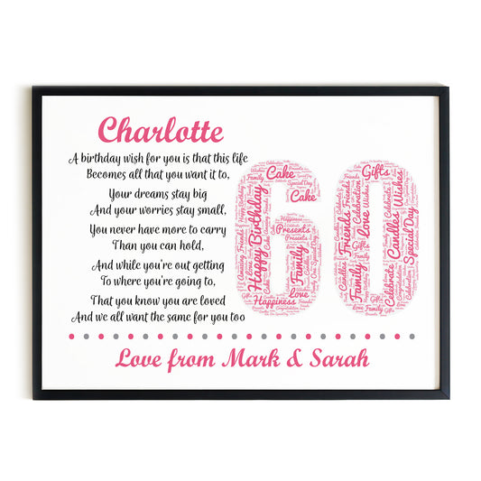 Personalised 60th Birthday Gift for Her Women Wife Mum Nan Nanny