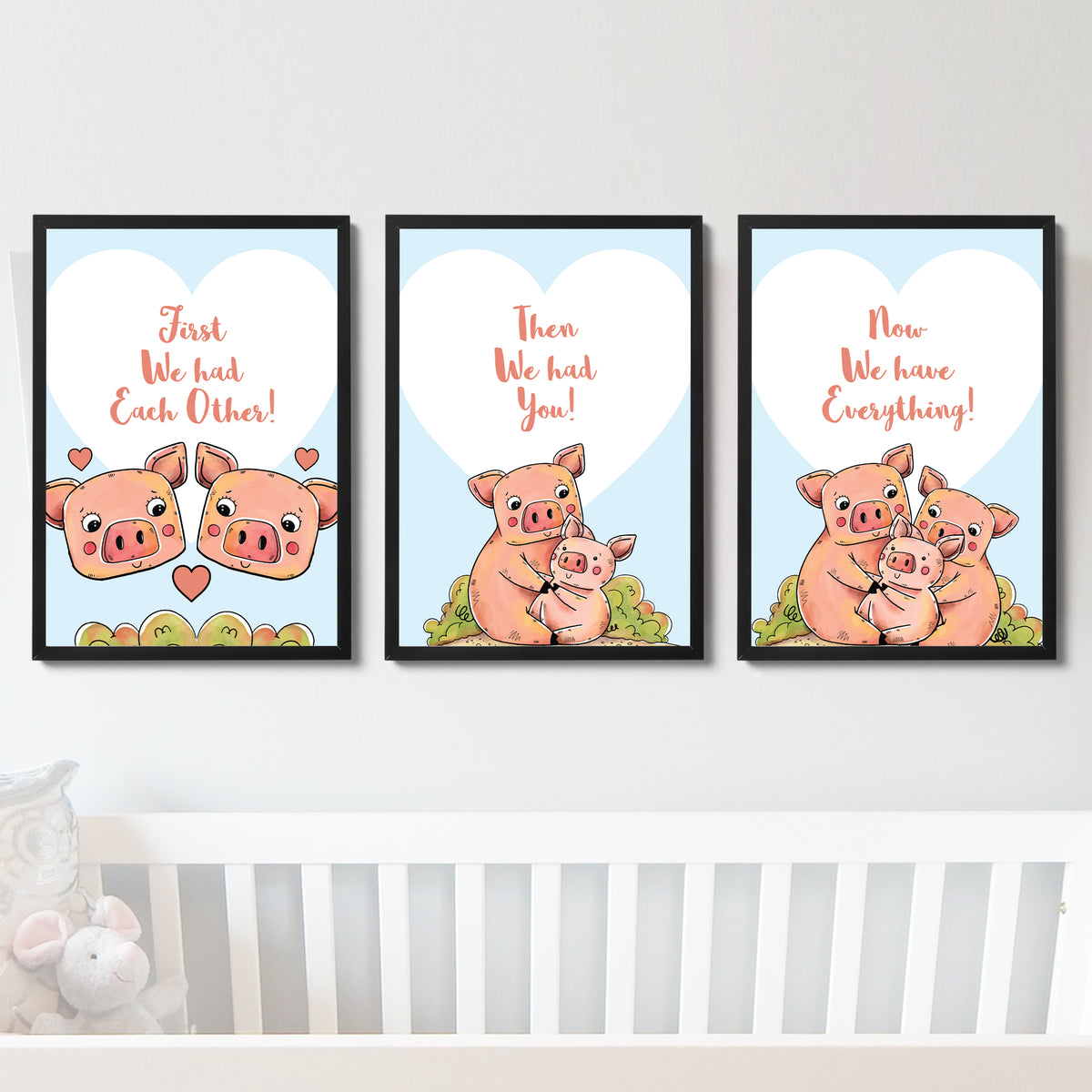 Nursery Art Baby Set Of 3 Piggy Pictures New Baby Gifts Bedroom