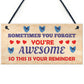 You Are Awesome Reminder Hanging Sign Christmas Birthday Gifts