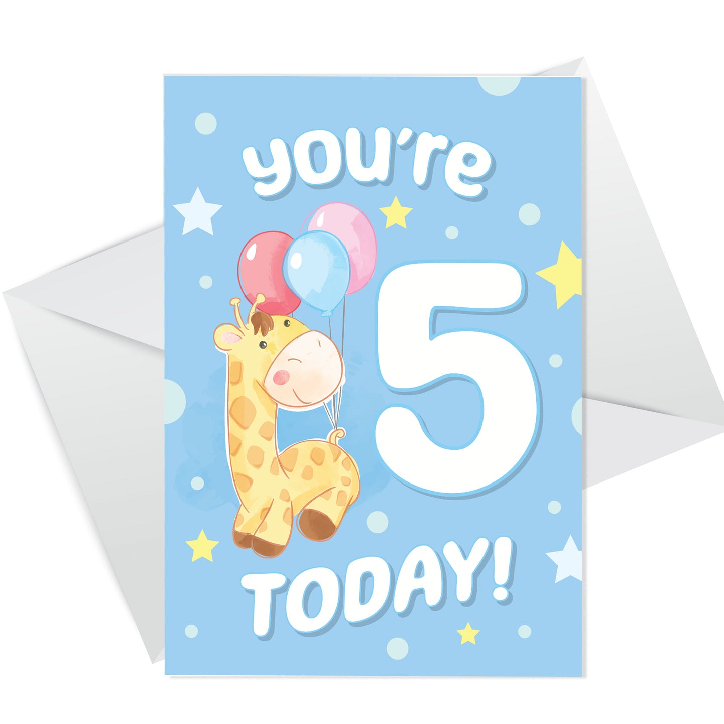 5th Birthday Age 5 Children's Kids Baby Giraffe Greetings Card