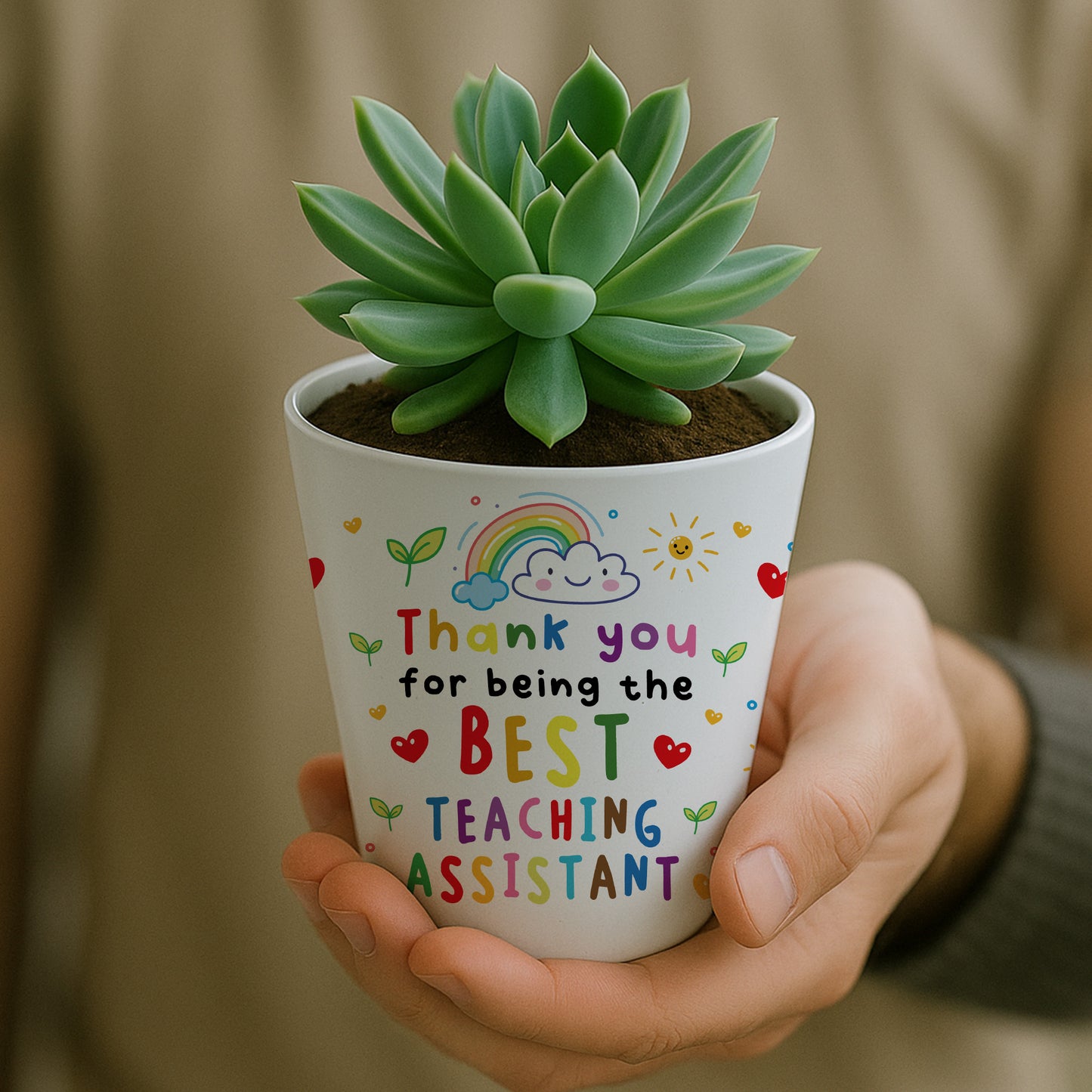 BEST TEACHING ASSISTANT GIFT Plant Pot 10cm x 9cm Thank You Gift