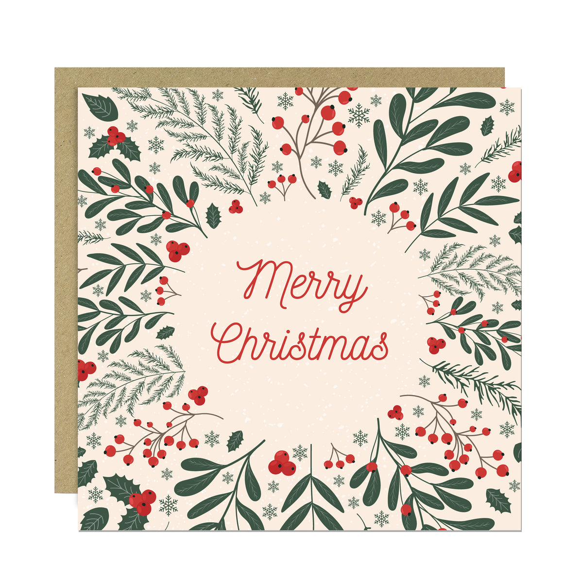 Christmas Cards Pack of 6 With Kraft Envelopes Merry Christmas