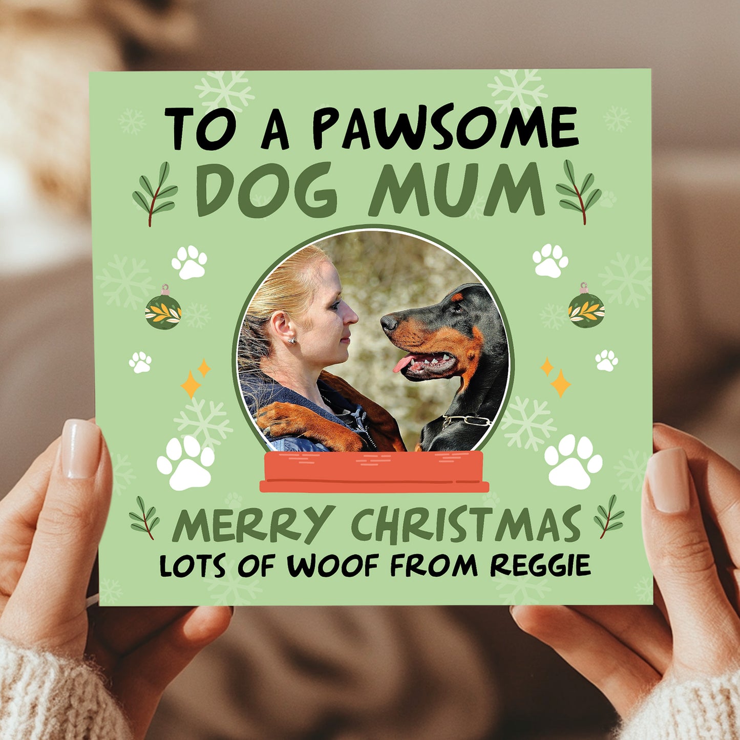Christmas Card For Dog Mum Personalised Pawsome Dog Mum Card