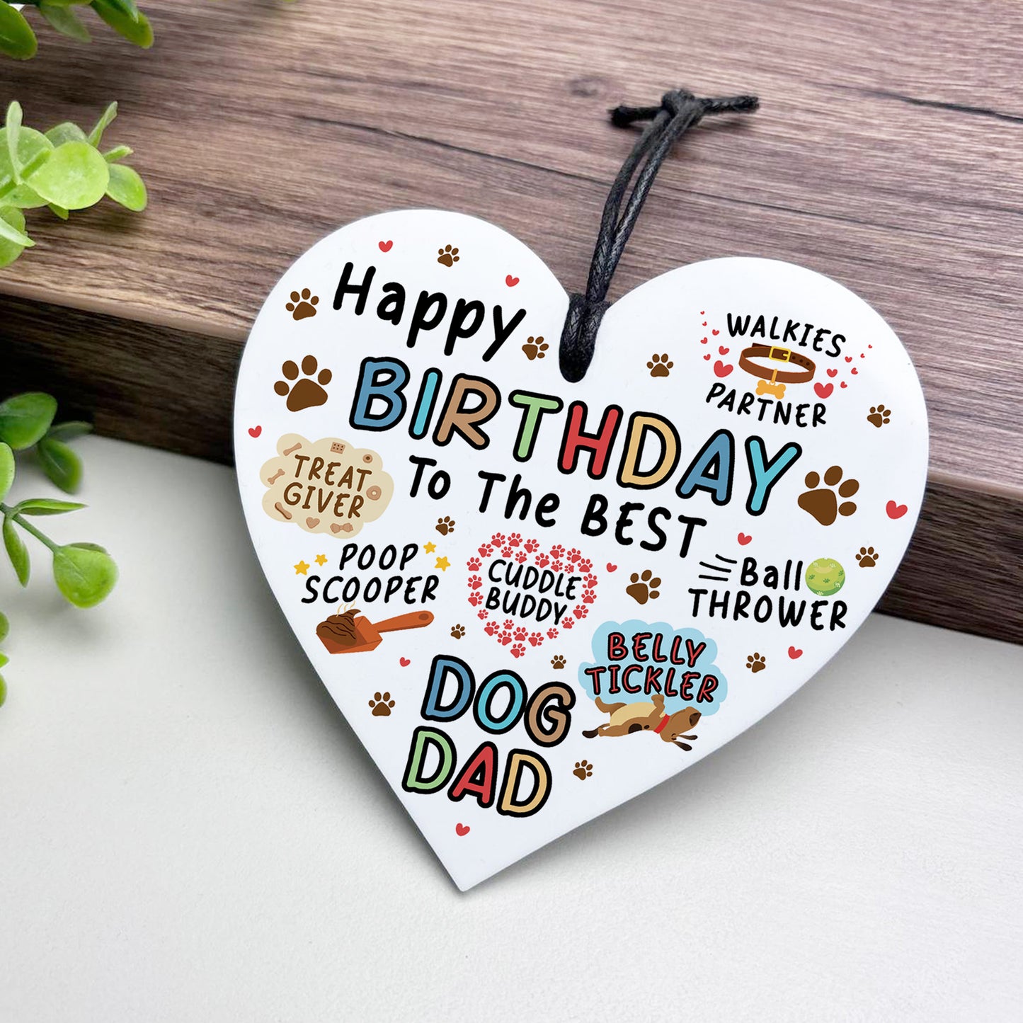 Birthday Day Gift From Dog Funny Gift For Dad Hanging Heart