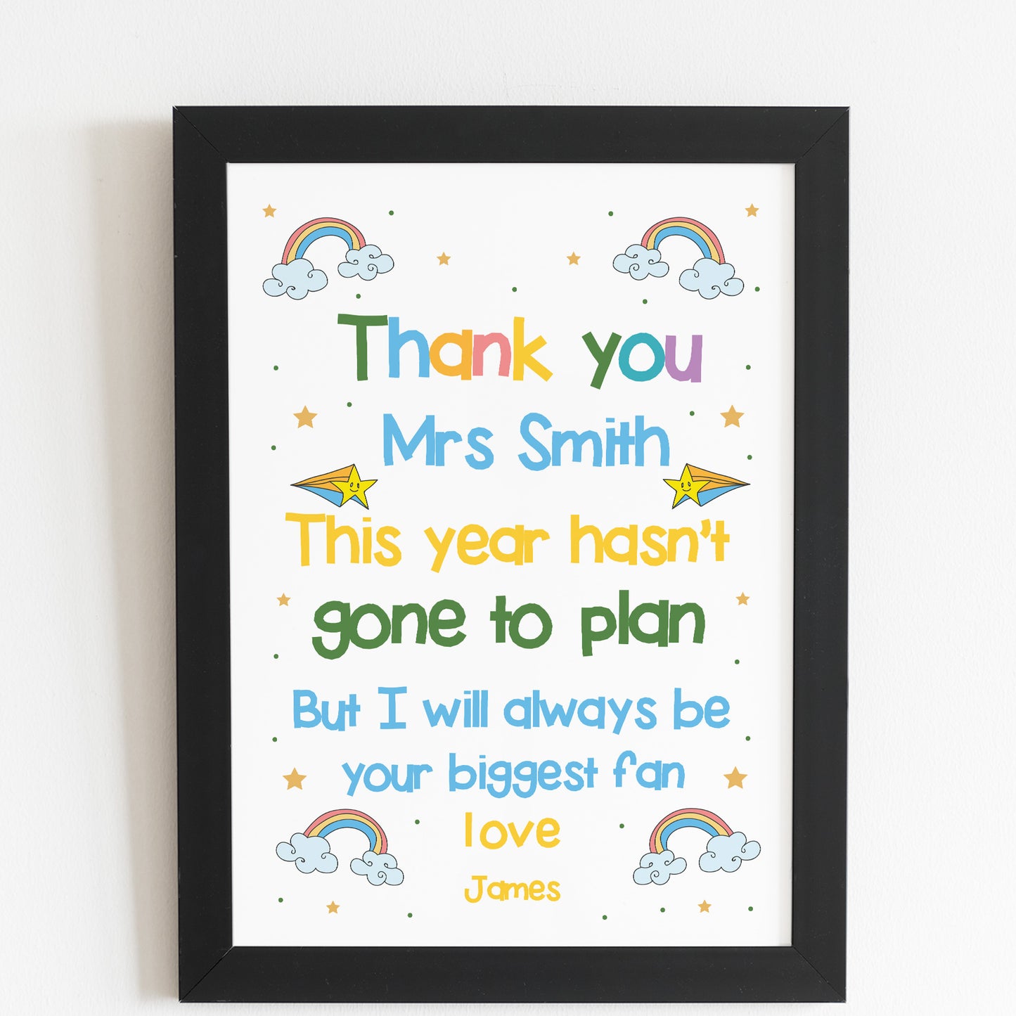 Personalised Framed Print Thank You Gift For Teacher Teaching