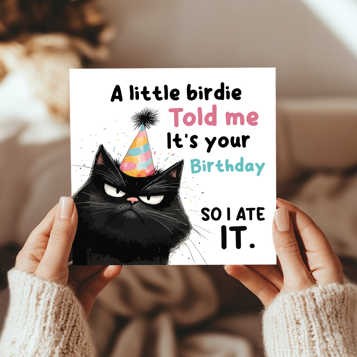 Humorous Birthday Card Birthday for Friends Cat Happy Birthday