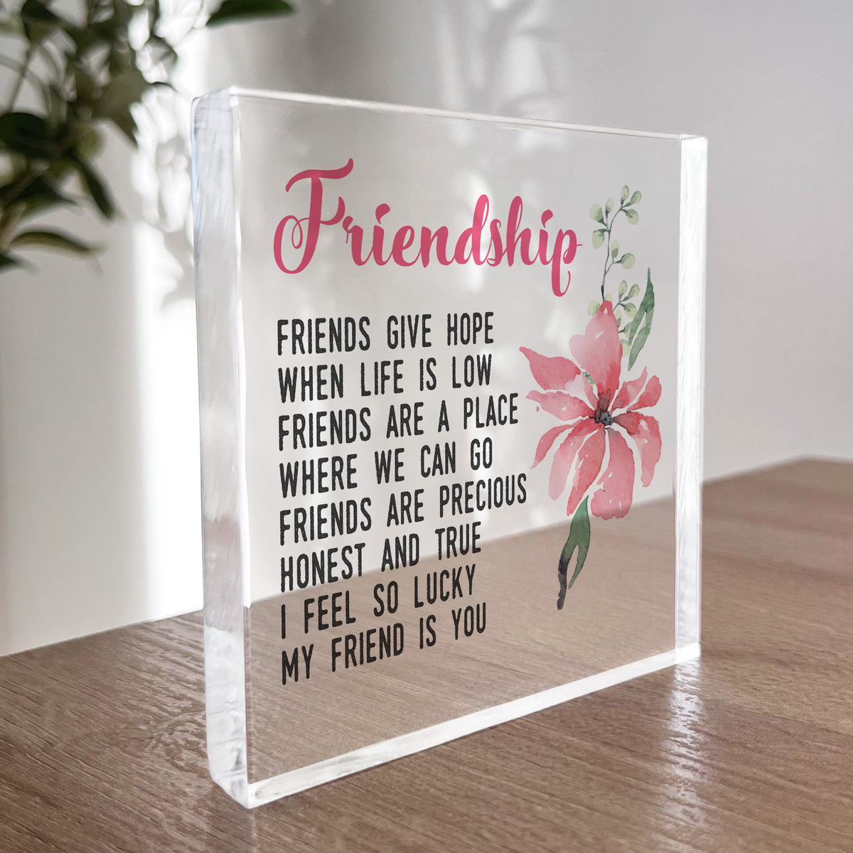 Gift For Best Friend Friendship Plaque Clear Block Best Friend