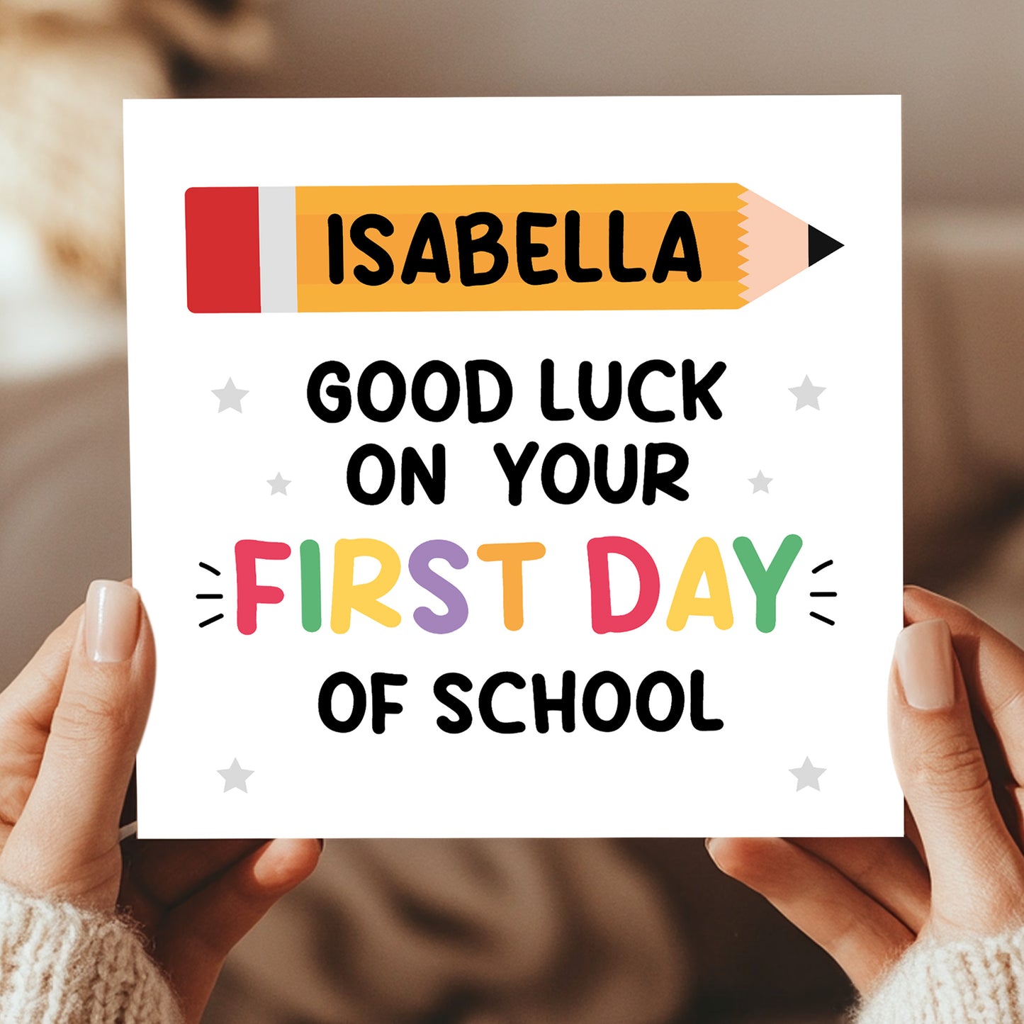 Personalised Good Luck On Your First Day of School Card For Son