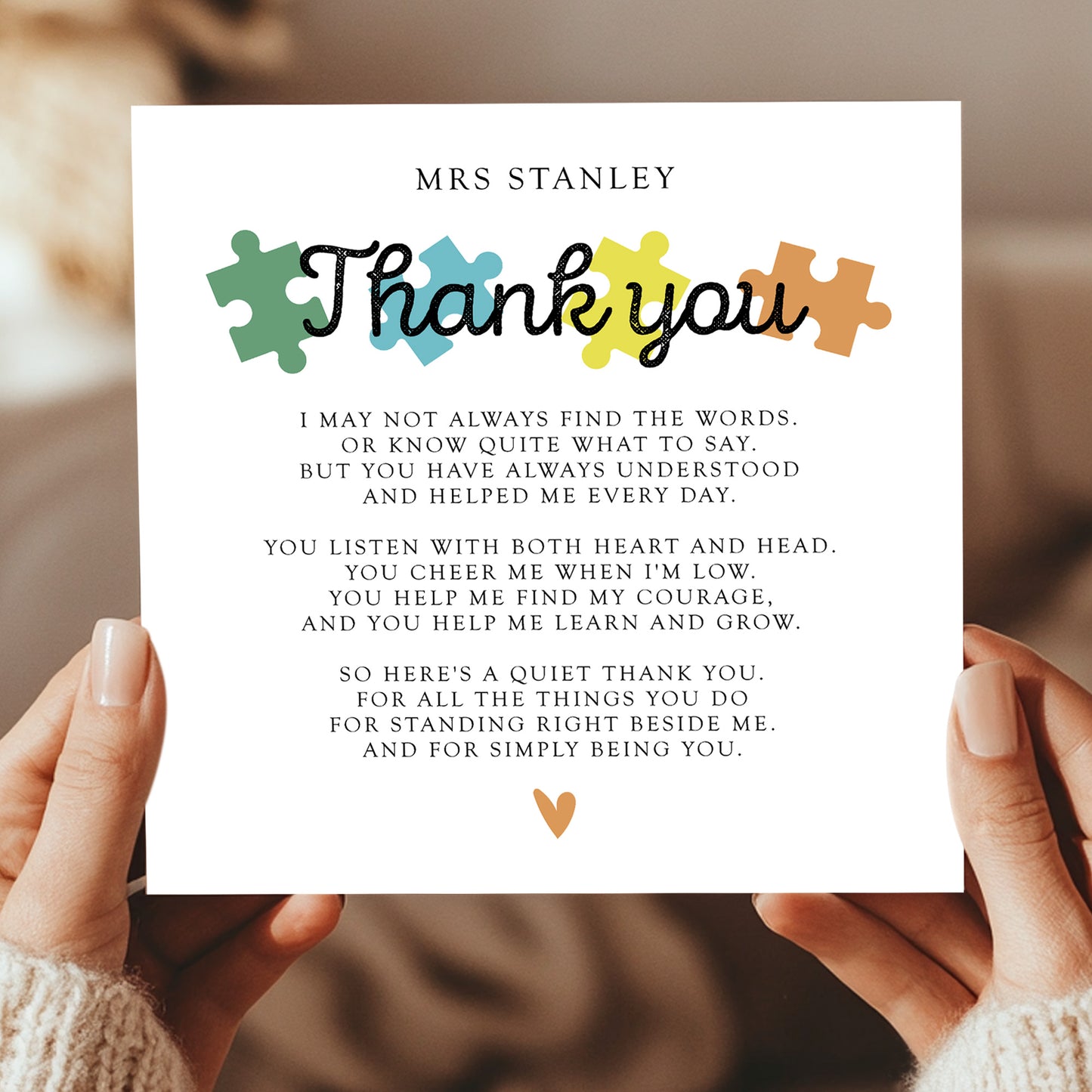 Special Thank You Card For Teacher Personalised Teacher Card